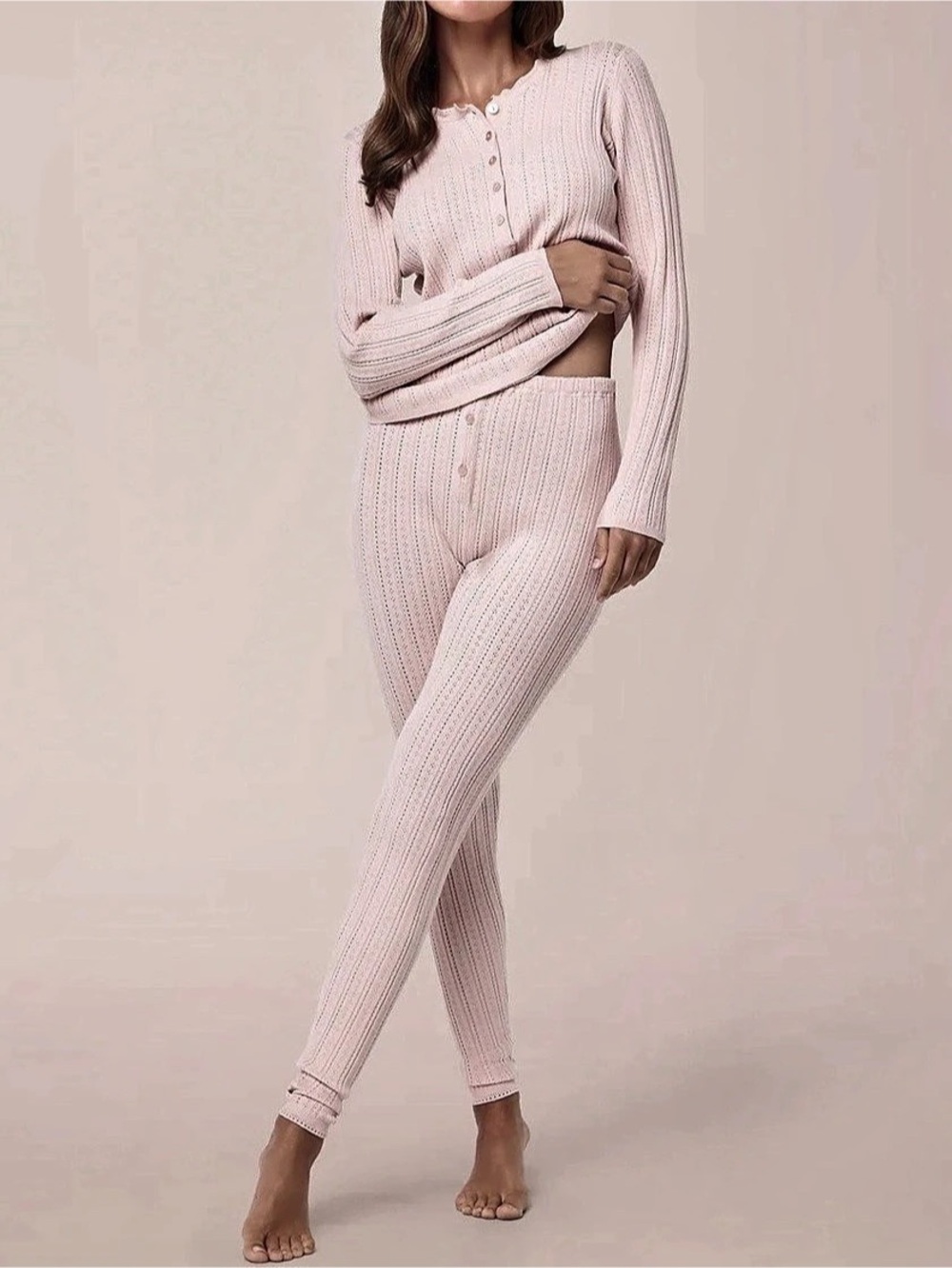 Papinelle Pink Ribbed Knit Pajama Set - sz Small - New